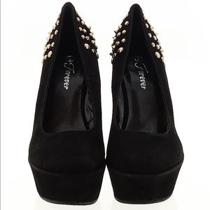 Forever Black Studded Detail Wedge Platform Shoes